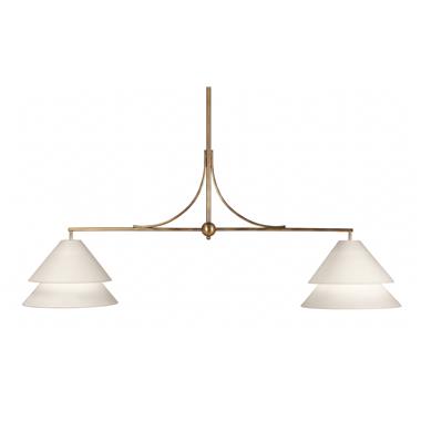 Halo Two Arm Bar Pendant 15 Deep - Soft Brass/Linen Shade